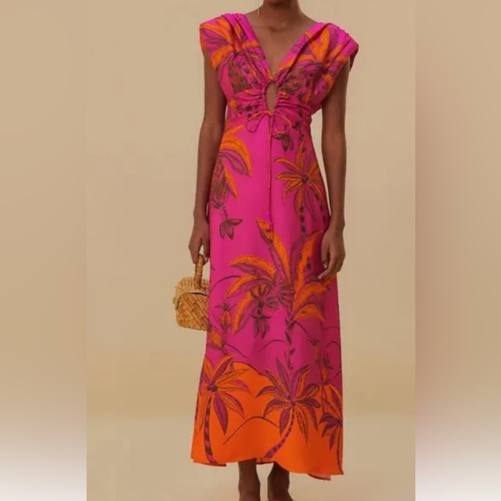 XS Farm Rio pink and orange maxi dress